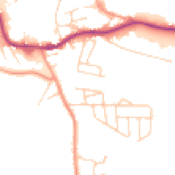Daytime road noise heatmap for WF11 0DT