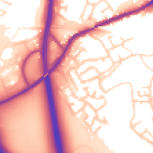 Daytime road noise heatmap for WF11 0HB