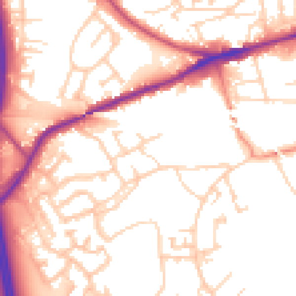 Daytime road noise heatmap for WF11 0HS