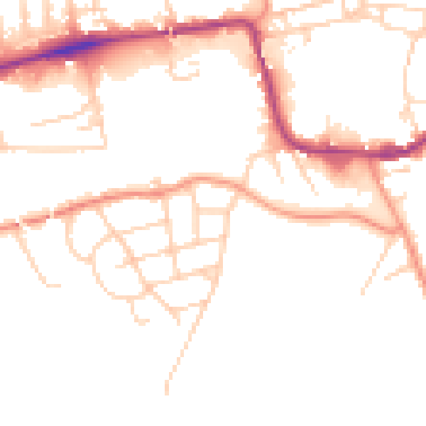 Daytime road noise heatmap for WF11 0JB