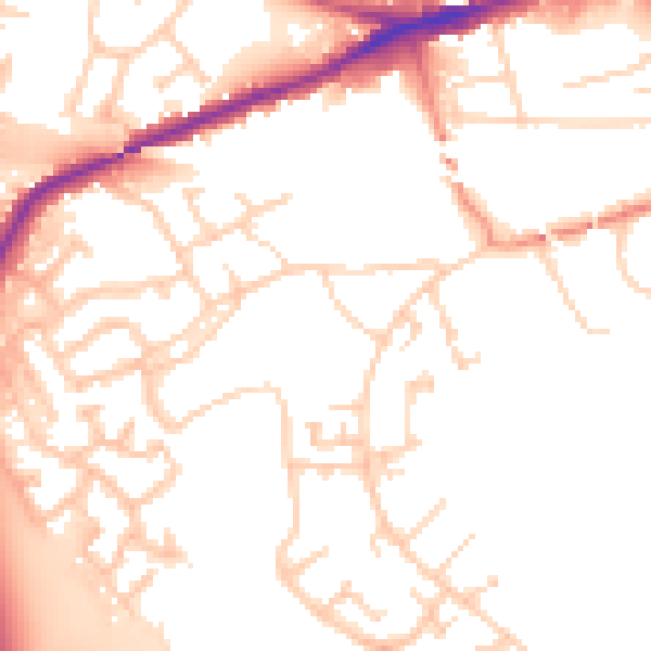 Daytime road noise heatmap for WF11 0PQ