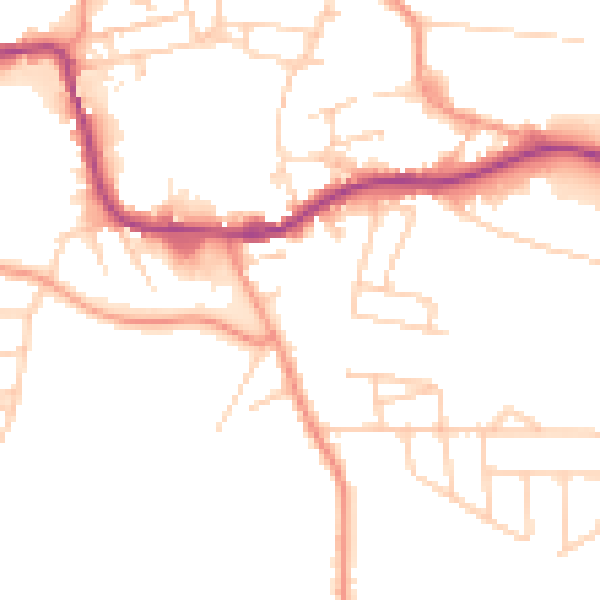 Daytime road noise heatmap for WF11 8AD