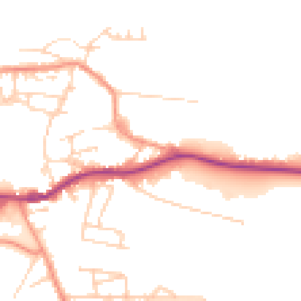 Daytime road noise heatmap for WF11 8DE