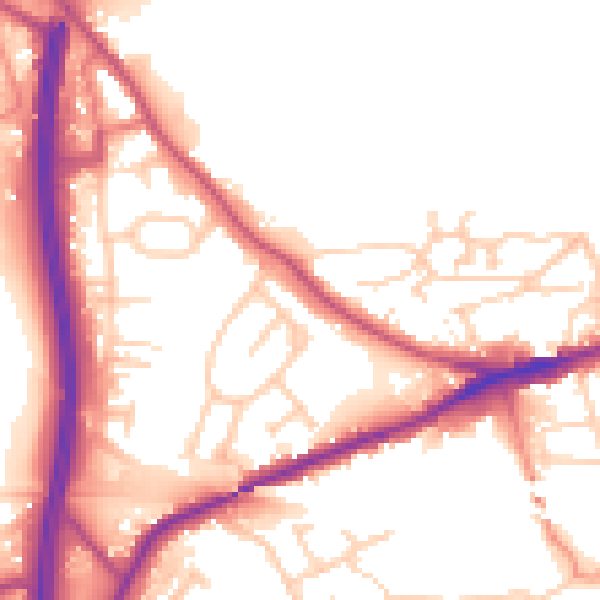Daytime road noise heatmap for WF11 8JG