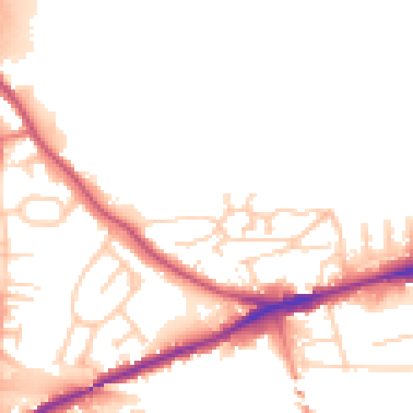 Daytime road noise heatmap for WF11 8LE