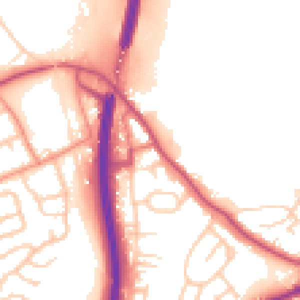 Daytime road noise heatmap for WF11 8LZ