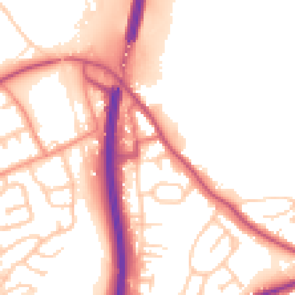 Daytime road noise heatmap for WF11 8NL