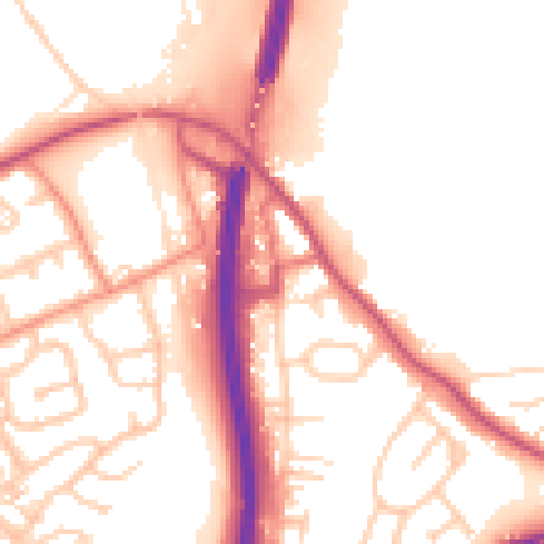 Daytime road noise heatmap for WF11 8NZ