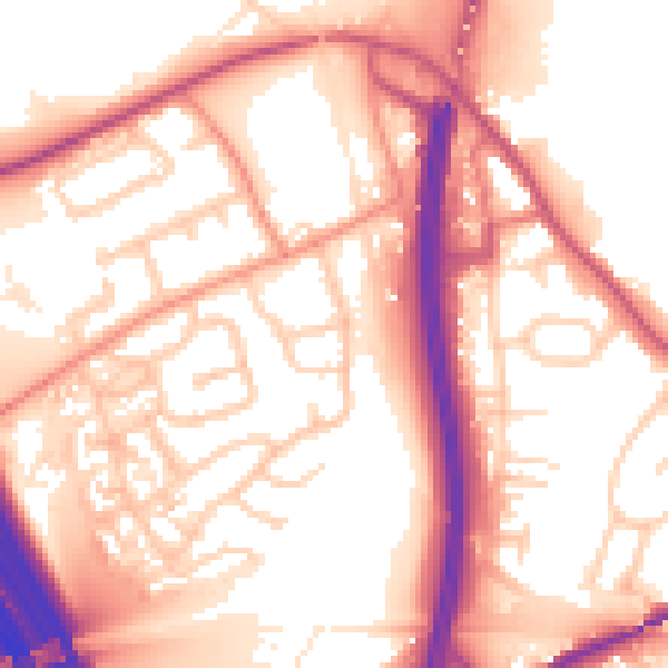 Daytime road noise heatmap for WF11 8PU