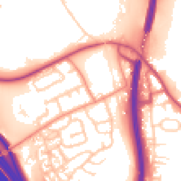 Daytime road noise heatmap for WF11 8QS