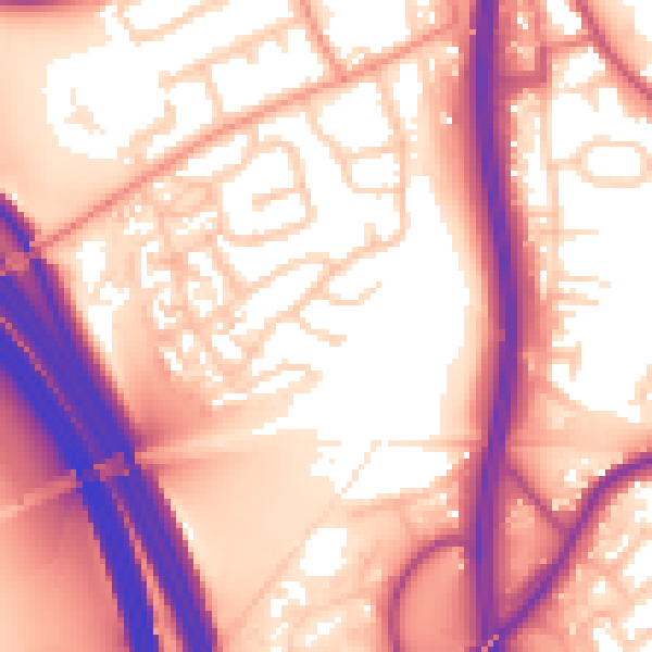 Daytime road noise heatmap for WF11 8RQ