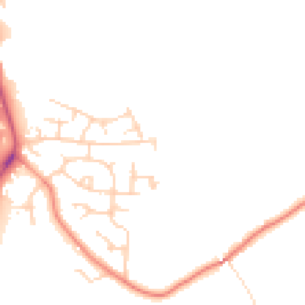 Daytime road noise heatmap for WF11 9EH