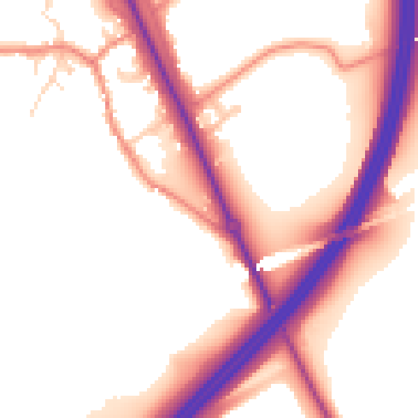 Daytime road noise heatmap for WF11 9GY