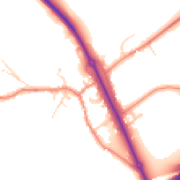 Daytime road noise heatmap for WF11 9JU