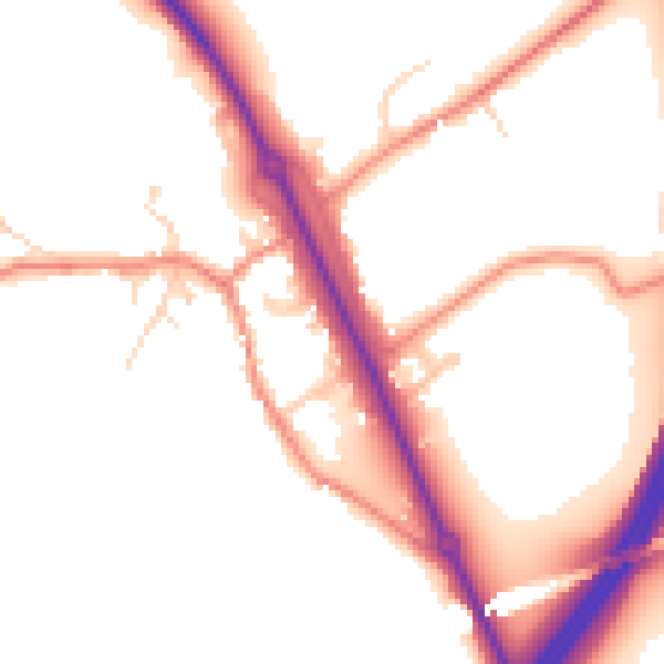 Daytime road noise heatmap for WF11 9JY