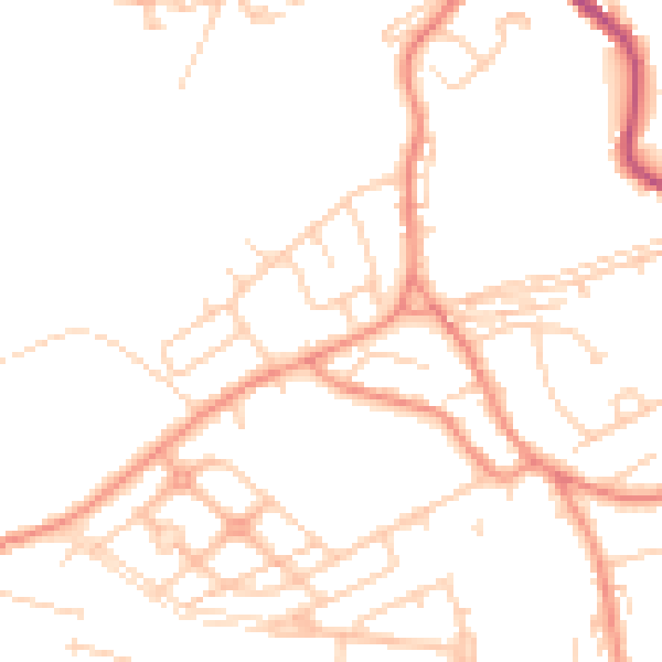 Daytime road noise heatmap for WF12 0BZ