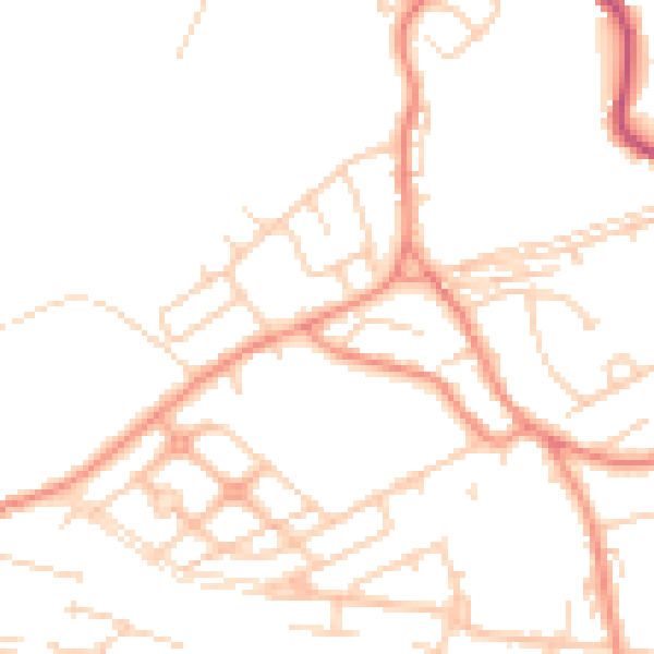 Daytime road noise heatmap for WF12 0DE