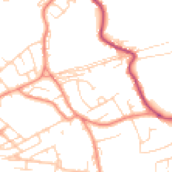 Daytime road noise heatmap for WF12 0LW