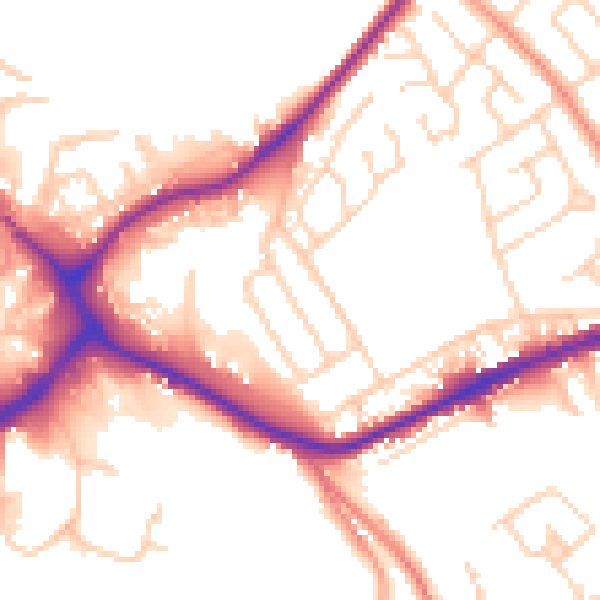 Daytime road noise heatmap for WF12 7AR