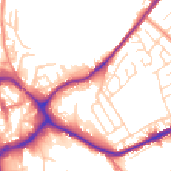 Daytime road noise heatmap for WF12 7BN