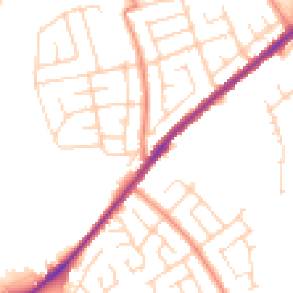 Daytime road noise heatmap for WF12 7DS