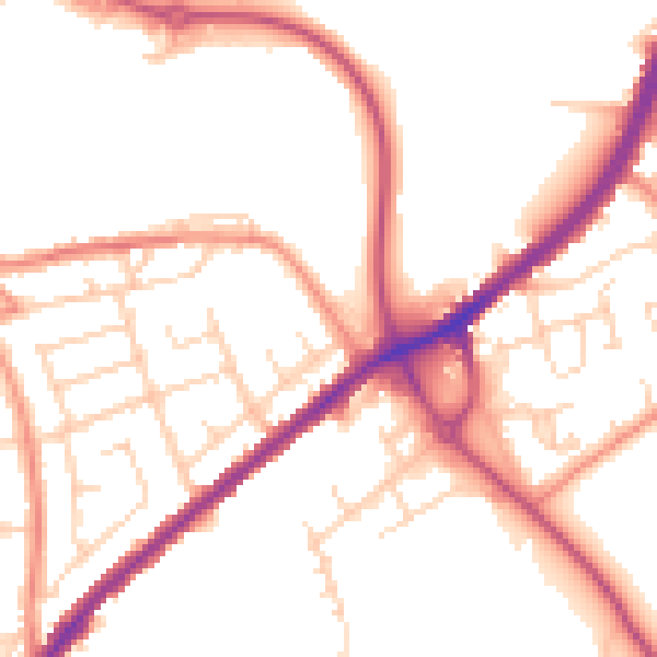 Daytime road noise heatmap for WF12 7HE