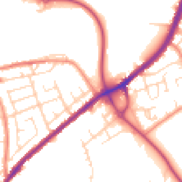 Daytime road noise heatmap for WF12 7HG