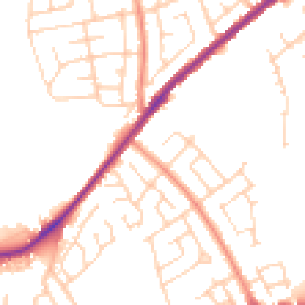 Daytime road noise heatmap for WF12 7JT