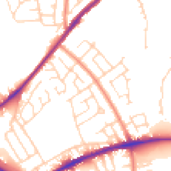 Daytime road noise heatmap for WF12 7LQ