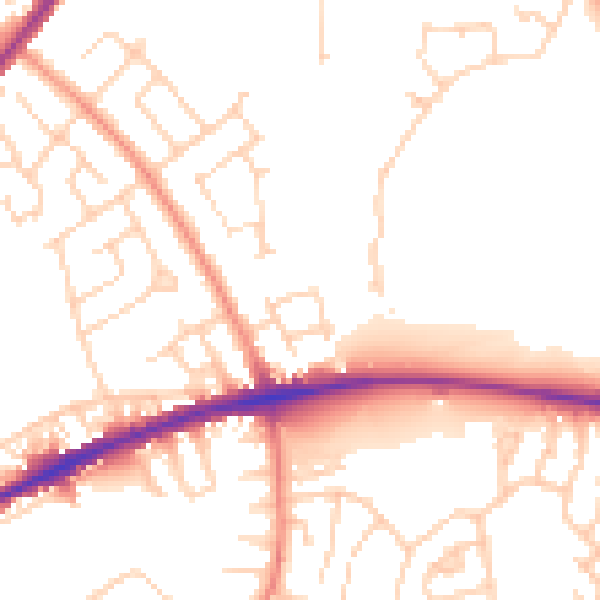 Daytime road noise heatmap for WF12 7LW
