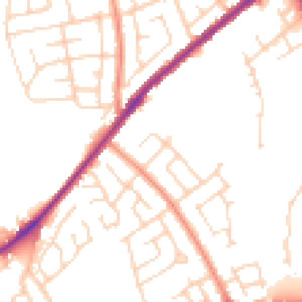 Daytime road noise heatmap for WF12 7LZ
