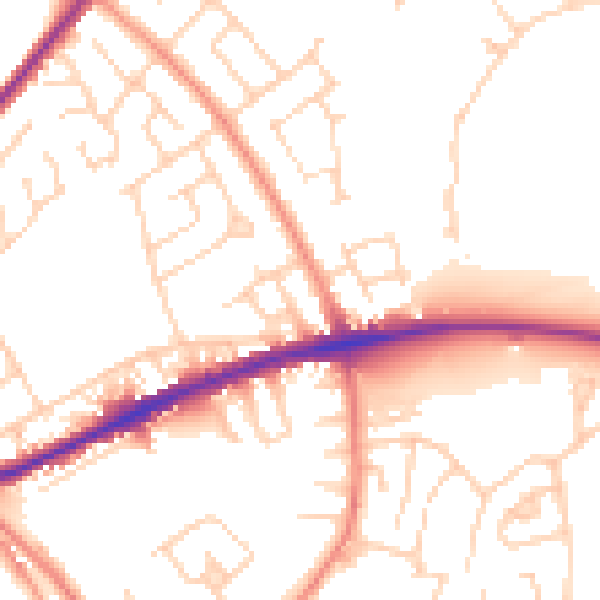 Daytime road noise heatmap for WF12 7NB