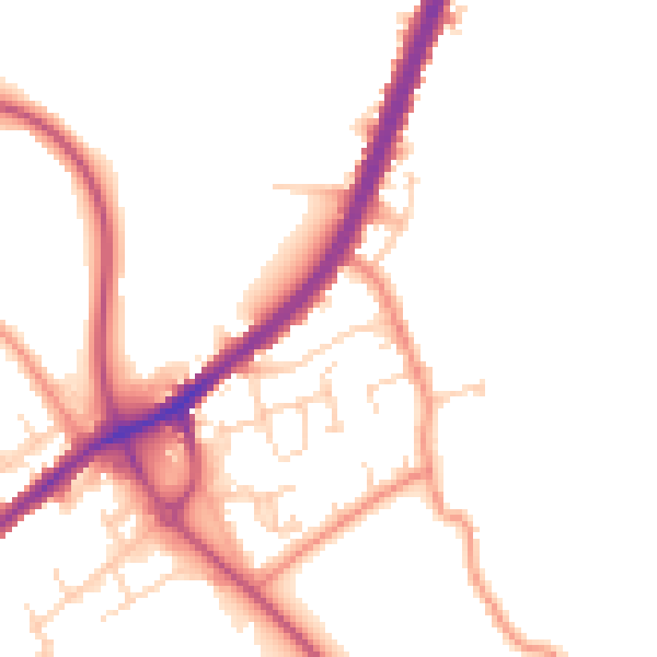 Daytime road noise heatmap for WF12 7SE