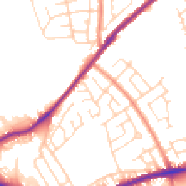 Daytime road noise heatmap for WF12 7TE