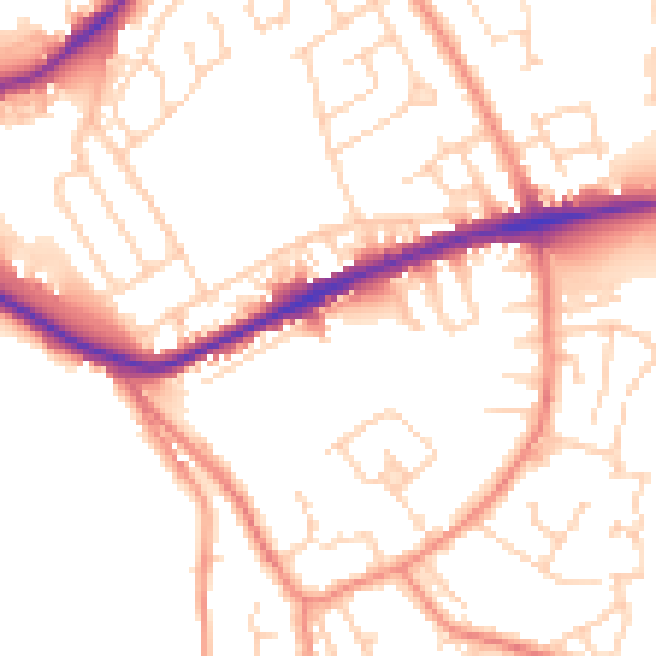 Daytime road noise heatmap for WF12 8AG