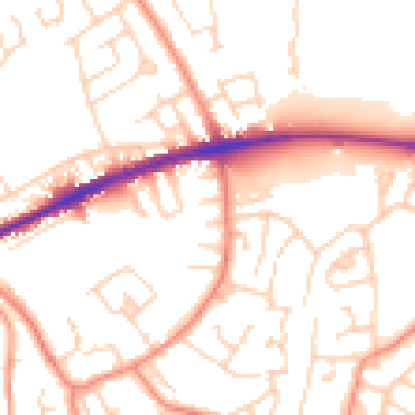 Daytime road noise heatmap for WF12 8EY