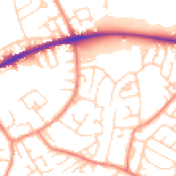 Daytime road noise heatmap for WF12 8HH