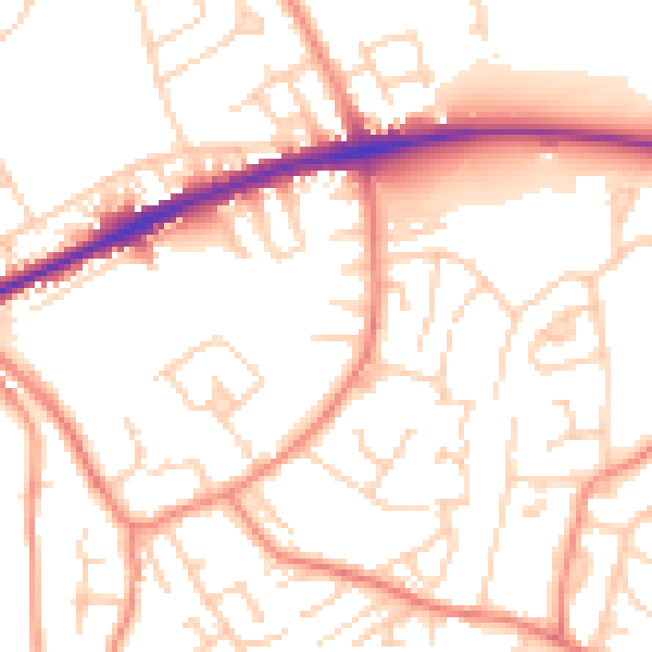 Daytime road noise heatmap for WF12 8HS