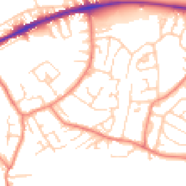 Daytime road noise heatmap for WF12 8JN