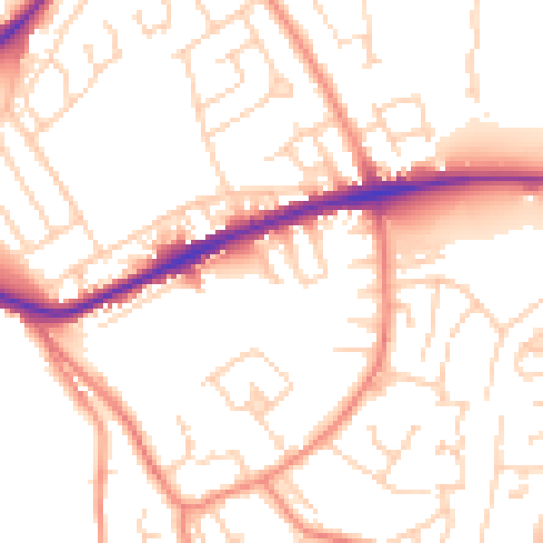 Daytime road noise heatmap for WF12 8RL