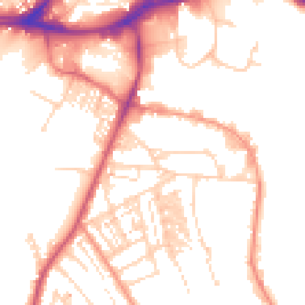Daytime road noise heatmap for WF12 9FD