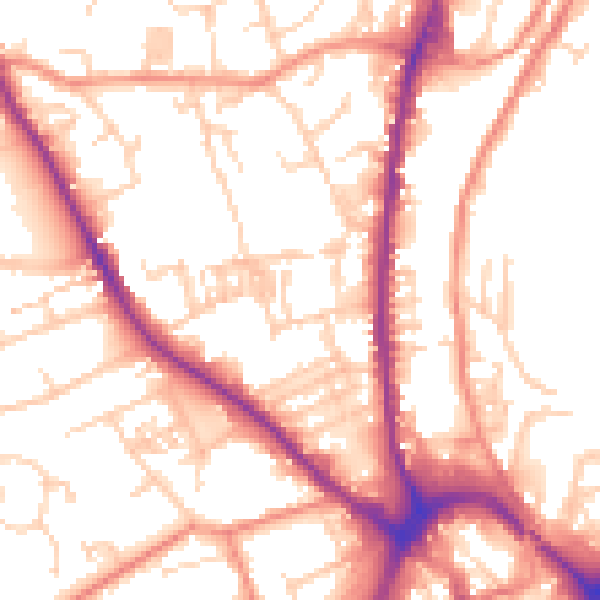 Daytime road noise heatmap for WF13 2AN