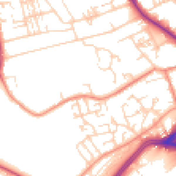 Daytime road noise heatmap for WF13 2LJ