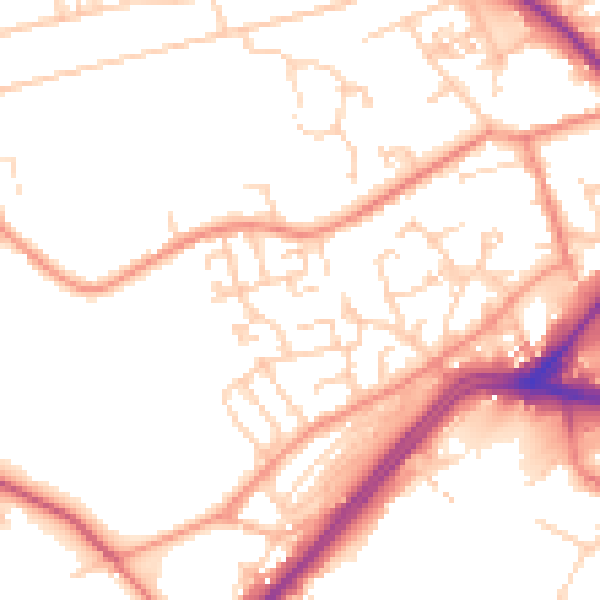 Daytime road noise heatmap for WF13 2QS