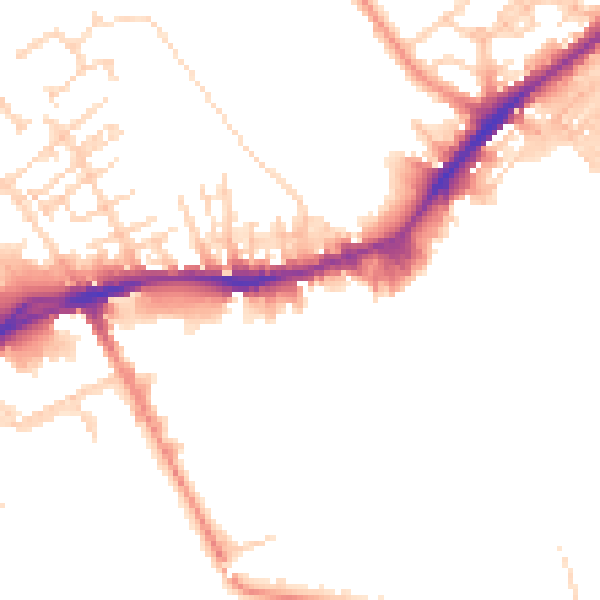 Daytime road noise heatmap for WF13 3JQ