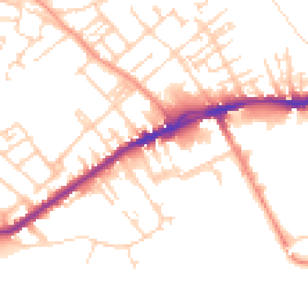 Daytime road noise heatmap for WF13 3LB