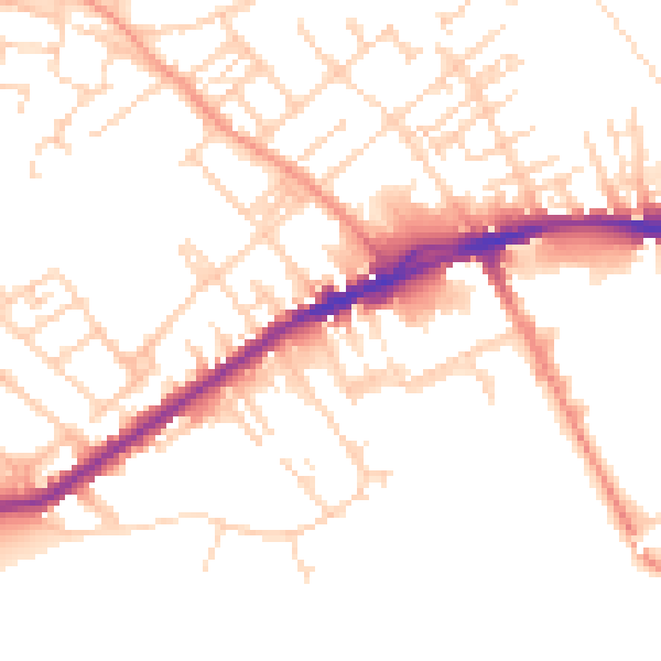 Daytime road noise heatmap for WF13 3LE