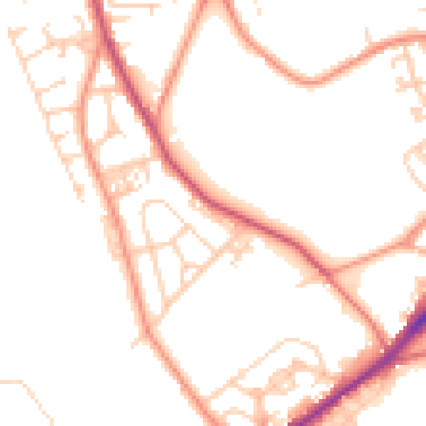 Daytime road noise heatmap for WF13 3NZ