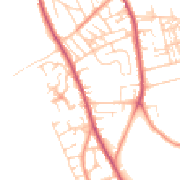 Daytime road noise heatmap for WF13 3PA