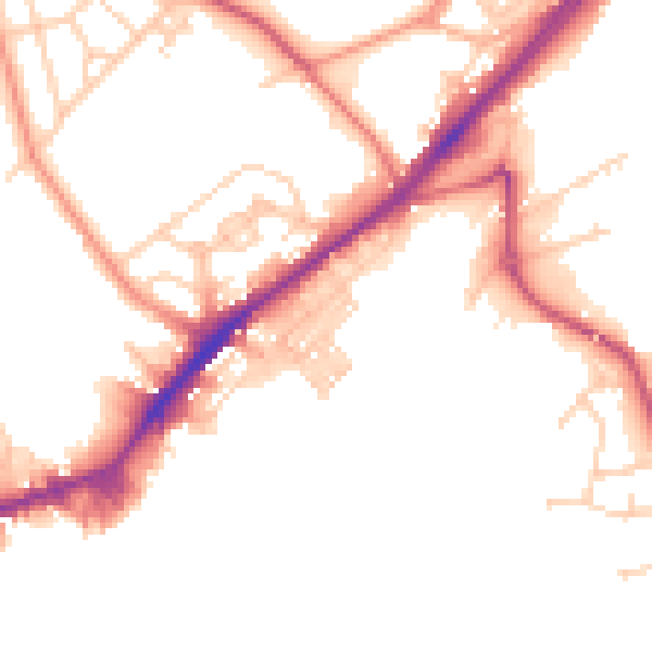Daytime road noise heatmap for WF13 3RY